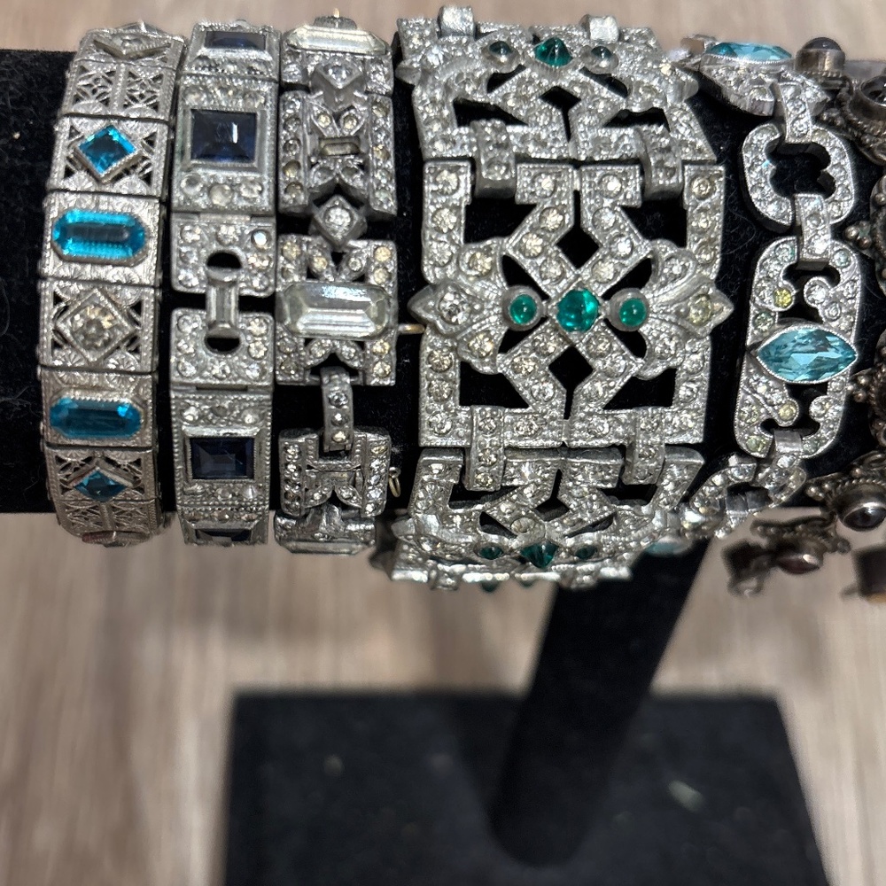 Vintage Art Deco, silver rhinestone bracelet